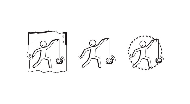 Illustrated stick figures performing hammer throw actions.