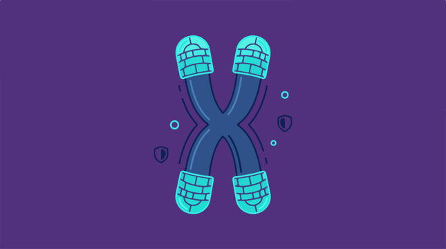 Abstract scientific illustration of a human chromosome structure.