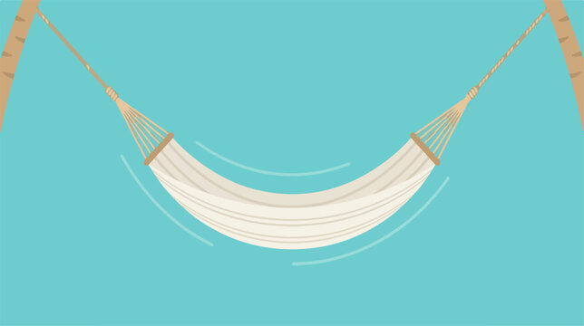 Flat vector illustration of a comfortable hanging hammock.