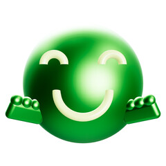 Obraz premium Green Lego Smiley Face Emoji Character