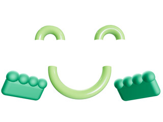 Obraz premium Green Lego Smiling Face Pieces Isolated