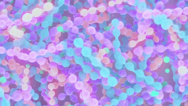 Epidermal microflora diversity chains in skin microbiome representing healthy skin barrier defense and commensal microbiota screening in 4K Ultra HD footage
