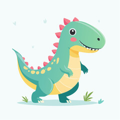 Naklejka premium Cute Cartoon Dinosaur Illustration