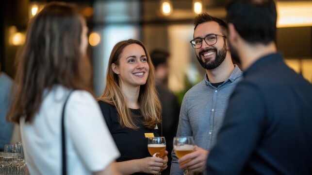 Group of Friends Socializing with Drinks.