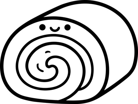 Cute Swiss Roll Character with Smiling Face - Vector Illustration