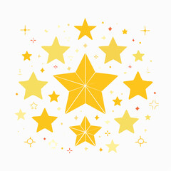 Obraz premium Collection of Yellow Stars and Sparkles on White Background