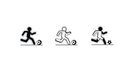 Fototapeta premium Dynamic Soccer Players Chasing Ball in Action Sequence.