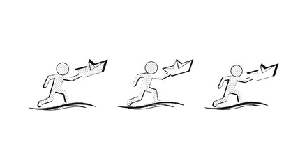 Fototapeta premium Illustrated progression of beginner windsurfing techniques.