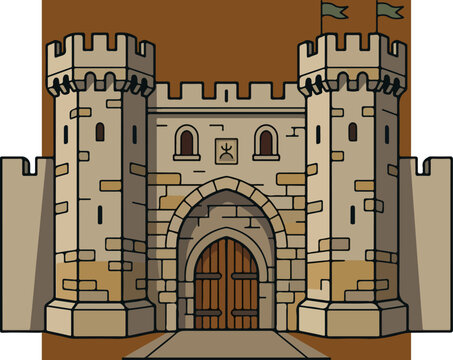 Medieval Castle Stone Fortress Architecture.