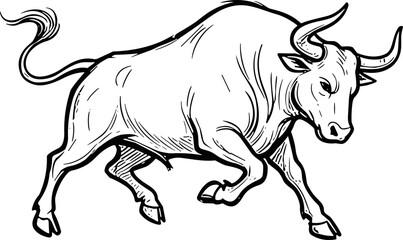 Fototapeta premium Powerful Bull Silhouette Illustration - Dynamic Animal Art
