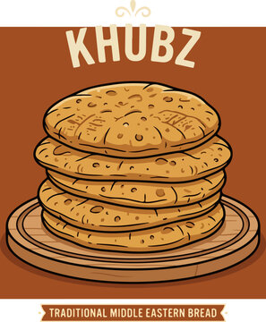 Traditional Middle Eastern Flatbread Khubz.