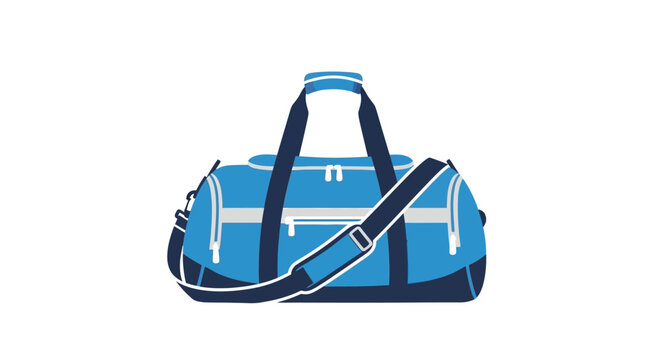 blue duffel bag with black straps vector illustration