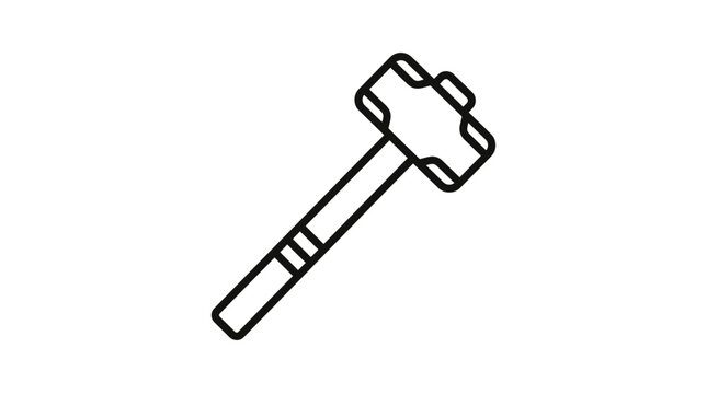 Sledgehammer icon, line art of a heavy demolition tool, vector illustration