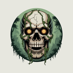 Human Skull with Glowing Eyes. © Gakih
