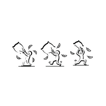 Illustrated monkeys holding leaf filled umbrellas outdoors.