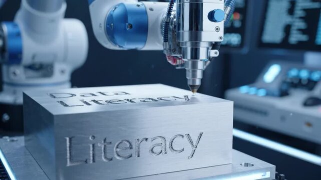 Data literacy workforce reskilling automation metal engraving machine carving laser robot cutting inspiring future skills development industrial
