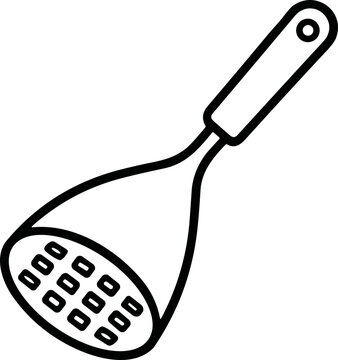 Simple outline illustration of a potato masher kitchen utensil