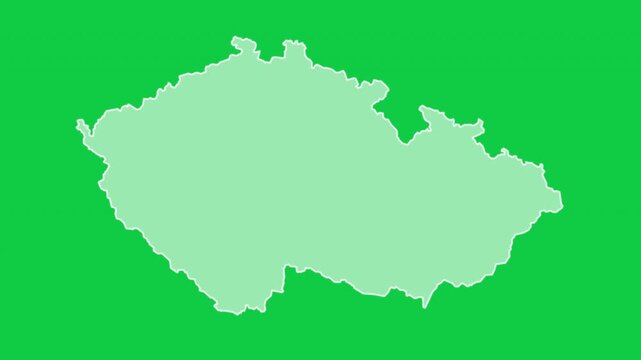 Czechia Czech Republic map glow trace outline animation green background