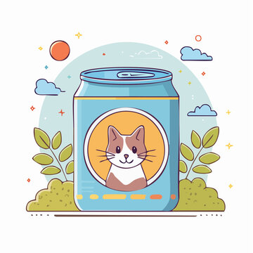 Cute Cat Soda Can Illustration