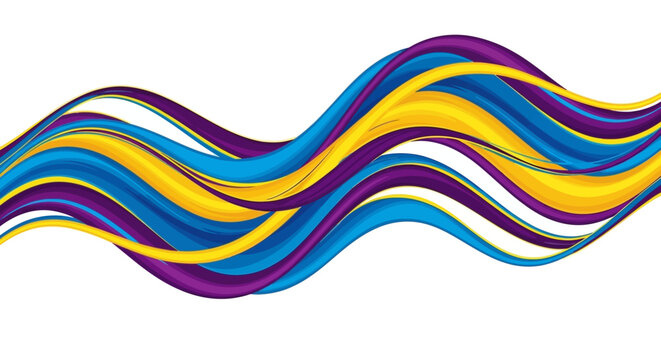 Vibrant liquid swirl waves in purple and yellow