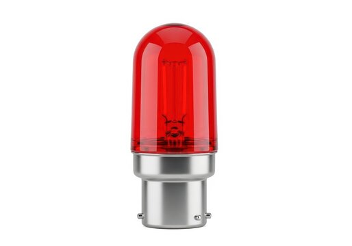 Red bayonet light bulb with a symbol on the front