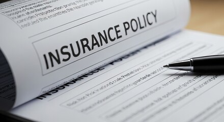 Obraz premium Close-up of an insurance policy document with a pen, symbolizing financial protection and legal agreement