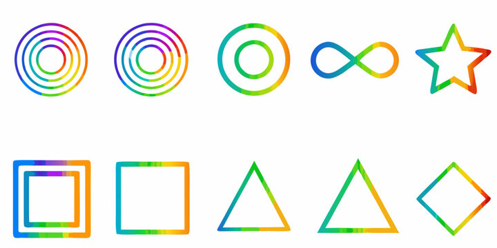 colorful geometric shapes collection isolated on white background