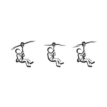 Three Silver Monkey Zip Line Charms in Motion Pose.