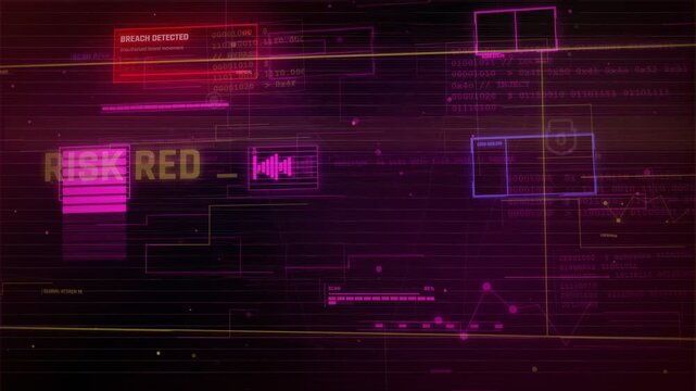 Cybersecurity HUD Interface Data Breach and Risk Analysis