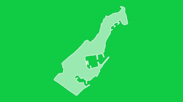 Monaco map glow trace outline animation green background