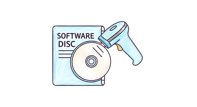 Illustration of Software Installation with Disc and Tool.