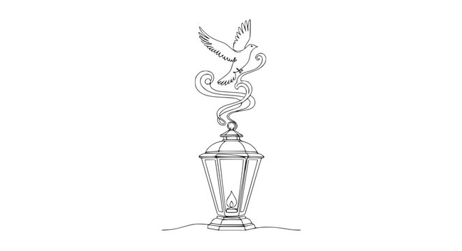 Bird Sitting on Top of Lantern.