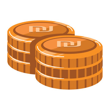 Stack of bronze shekel coins

