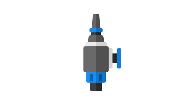 Industrial plastic pneumatic connector valve closeup view.