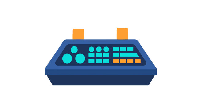 Modern Digital Audio Mixer Console With Colorful Buttons.