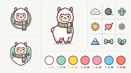 Fototapeta premium Llama Cartoon Character Design.