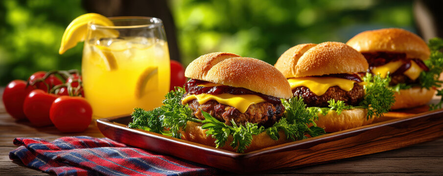 Us labor day cheeseburger slider lemonade picnic