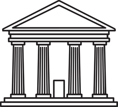 Simple ancient greek style building with four columns vector graphic line art building architecture structure pediment government institution