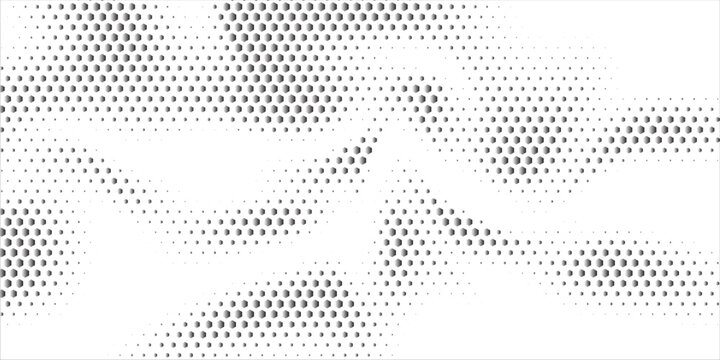 Black and white abstract geometric pattern with halftone effect for sporty background. Hexagon texture for jersey pattern. Easily resized and recoloured at your discretion. Vector Format Illustration.