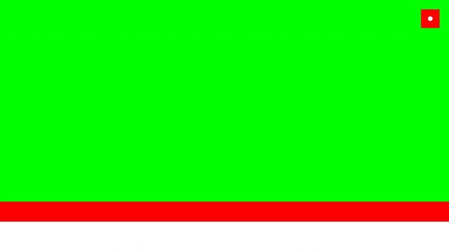 Minimalist green screen overlay with a thick red lower third and a small red corner indicator for professional video compositing