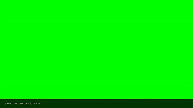 Vibrant green screen chromakey backdrop featuring a clean black rectangular lower third bar for text overlays and professional video editing