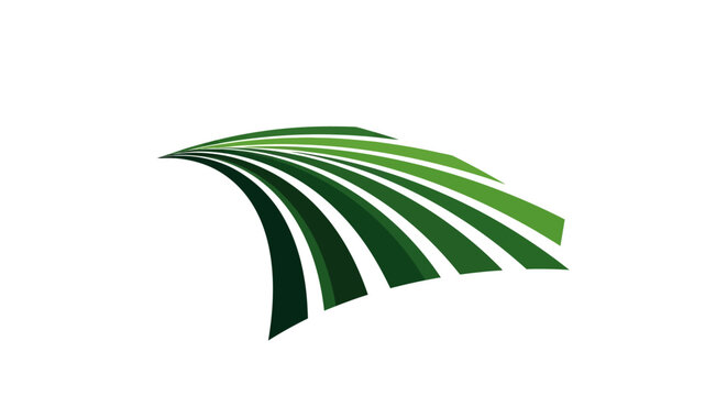 Modern Abstract Green Leaf Sweep Vector Design Element.