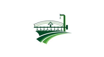 Obraz premium Modern Stadium Illustration With Green Roof and Flagpole.