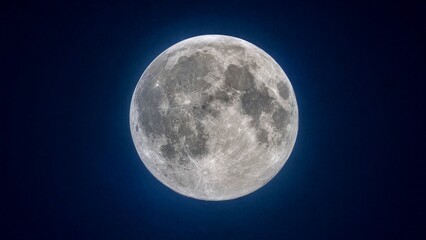 Obraz premium fullmoon. A stunning super moon illuminating the night sky with its detailed surface against a dark blue backdrop. STEM education sheets.