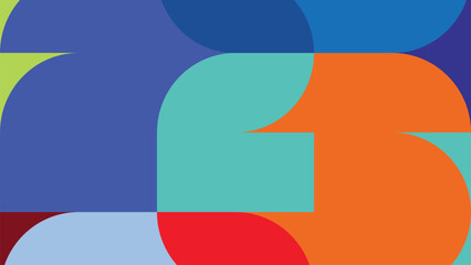 Naklejka na ściany i meble Vector illustration of an abstract geometric pattern with thick colorful rounded shapes forming a stylized number 26. Concept of World Cup 2026 soccer championship tournament