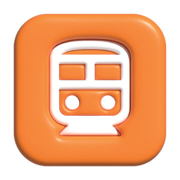 3D icon of subway, designed for underground transport maps.
