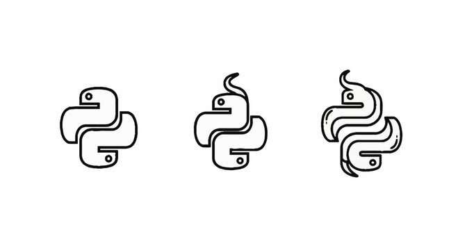 Minimalist intertwined snake icons for coding and technology