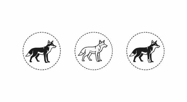 Fox silhouette icons in dashed circular frames