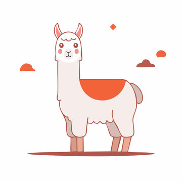 Cute Cartoon Llama Illustration