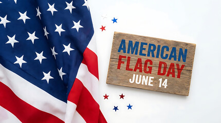 Fototapeta premium American Flag Day June 14 Celebration with Patriotic Decorations and USA Flag